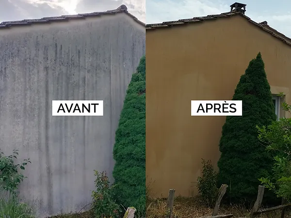 Façade enduit avant / après nettoyage écologique