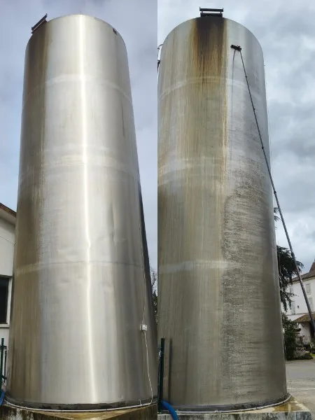 Cuves inox avant / après nettoyage