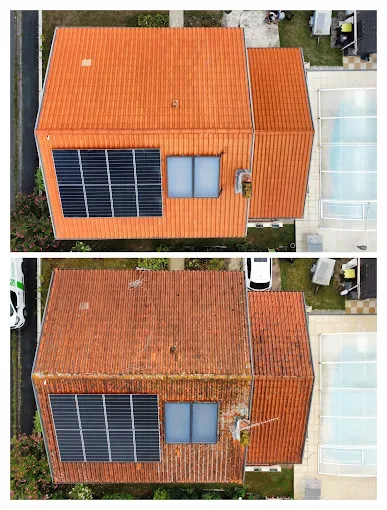 Panneaux solaires avant / après nettoyage