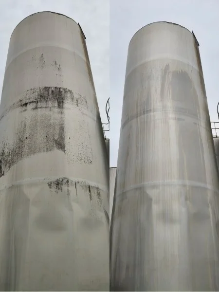 Batterie de cuves inox industrielles avant / après nettoyage